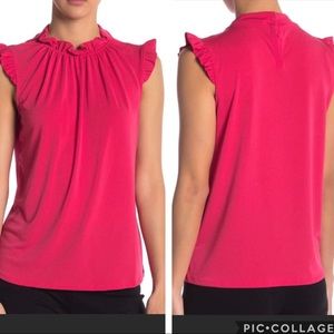 Adrianna Papell ruffle neck and sleeve top